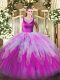 Eye-catching Multi-color Ball Gowns Beading and Ruffles Quinceanera Dresses Side Zipper Organza Sleeveless Floor Length