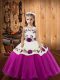 Cute Fuchsia Sleeveless Embroidery Floor Length Pageant Dress Womens