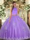Lovely Tulle Sleeveless Floor Length Ball Gown Prom Dress and Beading and Appliques