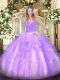 Lavender Zipper Sweet 16 Dress Ruffles Sleeveless Floor Length