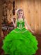 High Quality Straps Sleeveless Lace Up Pageant Dresses Green Organza