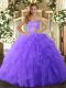 Lavender Sleeveless Ruffles Floor Length Sweet 16 Quinceanera Dress