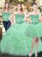 Artistic Organza Sweetheart Sleeveless Lace Up Beading and Ruffles Sweet 16 Dress in Apple Green