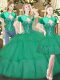 Turquoise Lace Up Quinceanera Dress Beading and Ruffled Layers Sleeveless Floor Length