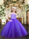Lavender Zipper Child Pageant Dress Beading and Lace Sleeveless Floor Length
