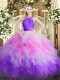 Multi-color Sleeveless Ruffles Floor Length Quince Ball Gowns
