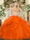 Orange Red Sleeveless Beading and Ruffles Floor Length Sweet 16 Dresses