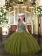 Olive Green Lace Up Little Girls Pageant Dress Wholesale Beading Sleeveless Floor Length
