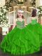 Superior Sleeveless Lace Up Floor Length Beading and Ruffles Little Girl Pageant Dress