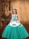 Eye-catching Aqua Blue Ball Gowns Embroidery Little Girls Pageant Dress Lace Up Organza Sleeveless Floor Length