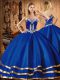 Trendy Blue Ball Gowns Sweetheart Sleeveless Organza Floor Length Lace Up Embroidery Vestidos de Quinceanera