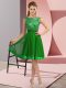 Smart Green Empire Appliques Backless Chiffon Sleeveless Knee Length