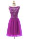 Glorious Mini Length Empire Sleeveless Fuchsia Homecoming Dress Zipper