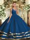 Fantastic Blue Sleeveless Floor Length Ruffled Layers Backless Quinceanera Gown