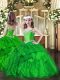 Organza Sleeveless Floor Length Girls Pageant Dresses and Beading and Ruffles