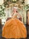 Latest Floor Length Ball Gowns Sleeveless Orange Red Little Girls Pageant Gowns Lace Up