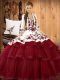 Cheap Sweep Train Ball Gowns Vestidos de Quinceanera Wine Red Sweetheart Organza Sleeveless Lace Up