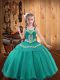 Straps Sleeveless Lace Up Winning Pageant Gowns Teal Organza