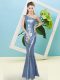 Perfect Floor Length Zipper Prom Party Dress Baby Blue for Prom and Party with Sequins