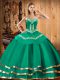 Turquoise Sweetheart Lace Up Embroidery Vestidos de Quinceanera Sleeveless