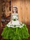Fashion Sleeveless Embroidery and Ruffles Lace Up Custom Made Pageant Dress