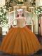 Excellent Brown Girls Pageant Dresses Party and Quinceanera with Beading Straps Sleeveless Lace Up