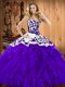 Sweet Embroidery and Ruffles 15th Birthday Dress Purple Lace Up Sleeveless Floor Length Sweet Embroidery and Ruffles 15th Birthday Dress Purple Lace Up Sleeveless Floor Length