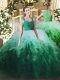 Fashion Multi-color Sleeveless Organza Zipper Quinceanera Gowns for Military Ball and Sweet 16 and Quinceanera