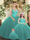 Nice Turquoise Lace Up 15 Quinceanera Dress Beading Sleeveless Floor Length