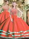 Sophisticated Sleeveless Tulle Floor Length Zipper Sweet 16 Dress in Red with Beading