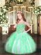 Classical Appliques and Ruffles Little Girls Pageant Dress Wholesale Apple Green Lace Up Sleeveless Floor Length