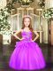 High Quality Lilac Sleeveless Floor Length Beading Lace Up Little Girls Pageant Dress