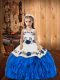 Blue Ball Gowns Straps Sleeveless Organza Lace Up Beading and Ruffles Kids Formal Wear
