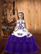 Sleeveless Floor Length Embroidery Lace Up Girls Pageant Dresses with Purple