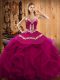 Dazzling Sweetheart Sleeveless Lace Up Quinceanera Dresses Fuchsia Organza