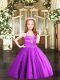 Fuchsia Kids Formal Wear Party and Quinceanera with Beading Spaghetti Straps Sleeveless Lace Up