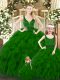 Floor Length Green Sweet 16 Dress V-neck Sleeveless Zipper