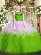 Scoop Sleeveless Tulle Quince Ball Gowns Beading and Ruffles Zipper