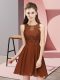 Extravagant Brown Quinceanera Court Dresses Prom and Party and Wedding Party with Appliques Scoop Sleeveless Zipper