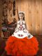 Trendy Organza Straps Sleeveless Lace Up Embroidery Pageant Gowns For Girls in Orange Red