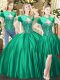 Floor Length Green Quince Ball Gowns Tulle Sleeveless Beading Floor Length Green Quince Ball Gowns Tulle Sleeveless Beading
