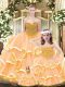Orange Sweetheart Lace Up Beading and Ruffled Layers 15 Quinceanera Dress Sleeveless