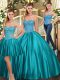 Teal Three Pieces Sweetheart Sleeveless Tulle Floor Length Lace Up Beading Sweet 16 Quinceanera Dress
