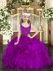 Scoop Sleeveless Organza Little Girls Pageant Gowns Beading and Ruffles Zipper