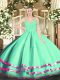 Sophisticated Floor Length Apple Green Quinceanera Gown Spaghetti Straps Sleeveless Zipper