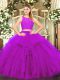 Pretty Floor Length Two Pieces Sleeveless Fuchsia Quinceanera Gowns Zipper