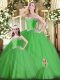 Modern Sweetheart Sleeveless Tulle Quince Ball Gowns Beading Lace Up