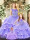 Custom Made Sleeveless Beading and Ruffled Layers Lace Up 15th Birthday Dress