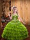 Organza Sleeveless Floor Length Kids Pageant Dress and Embroidery and Ruffled Layers