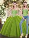 Luxury Olive Green Ball Gowns Beading Ball Gown Prom Dress Lace Up Tulle Sleeveless Floor Length